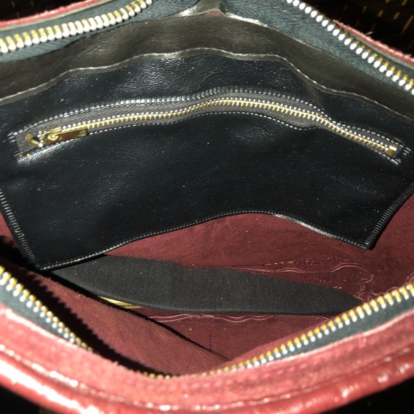 Vintage Burgundy, suede-leather Crossbody purse. - Picture 13 of 16